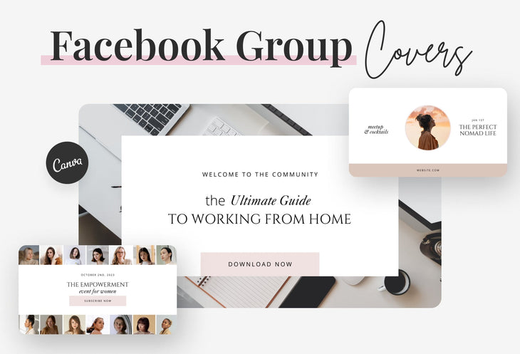 Ladystrategist Dust Pink Facebook Group Covers Canva Templates instagram canva templates social media templates etsy free canva templates