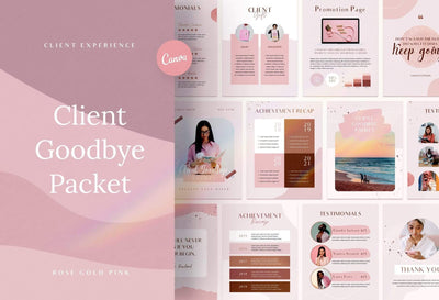 Ladystrategist 21 Page Client Goodbye Packet for Coaches - Rose Gold Canva Template instagram canva templates social media templates etsy free canva templates