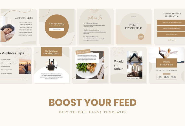 Ladystrategist Wellness Coach Canva Templates Bundle - 97 Done-for-You Wellness Instagram Posts - Fully Editable Canva Templates instagram canva templates social media templates etsy free canva templates