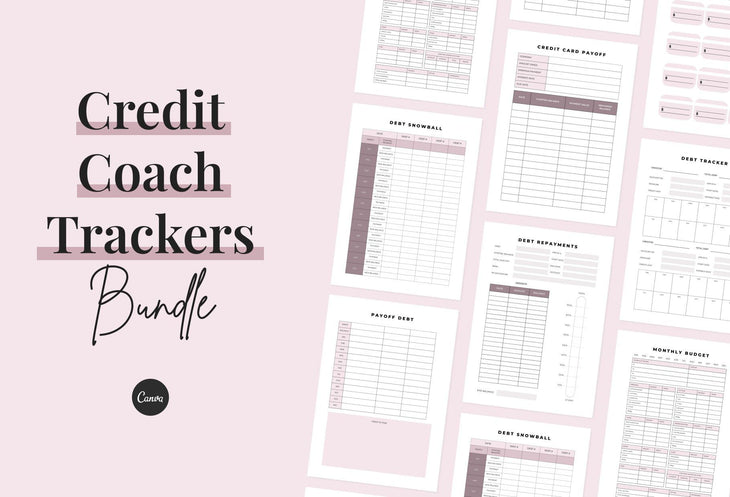 Ladystrategist Credit Coach Trackers Bundle Canva Template instagram canva templates social media templates etsy free canva templates