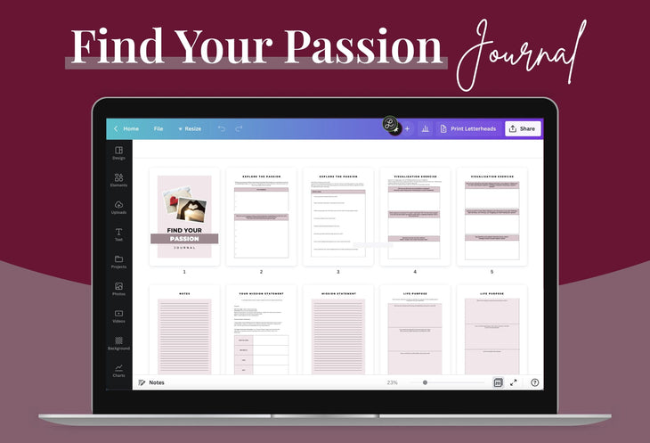 Ladystrategist Find Your Passion Jornal Canva Template instagram canva templates social media templates etsy free canva templates