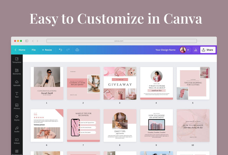 Ladystrategist Sweet Pink Facebook Group Posts Templates instagram canva templates social media templates etsy free canva templates