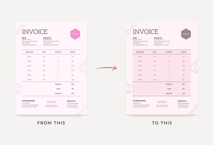 Ladystrategist Thistle Pink Invoice Canva Template Printable and Editable instagram canva templates social media templates etsy free canva templates