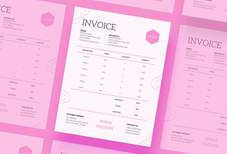 Ladystrategist Thistle Pink Invoice Canva Template Printable and Editable instagram canva templates social media templates etsy free canva templates