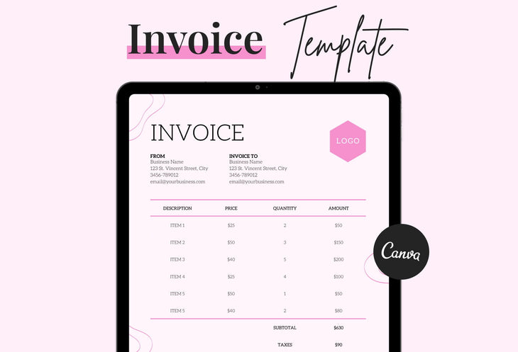 Ladystrategist Thistle Pink Invoice Canva Template Printable and Editable instagram canva templates social media templates etsy free canva templates