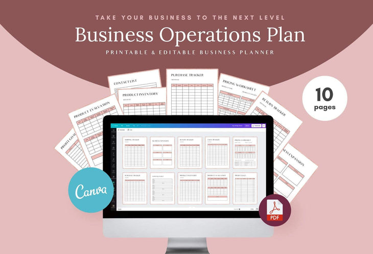 Ladystrategist 10 Page Business Operations Plan - Canva Template Rose Gold instagram canva templates social media templates etsy free canva templates