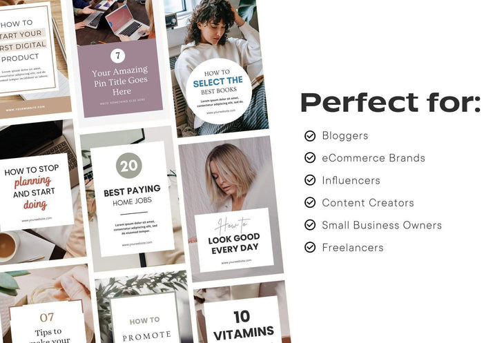 Ladystrategist 14 Modern Pinterest Templates for Bloggers and Coaches in All Industries - Editable Canva Template instagram canva templates social media templates etsy free canva templates