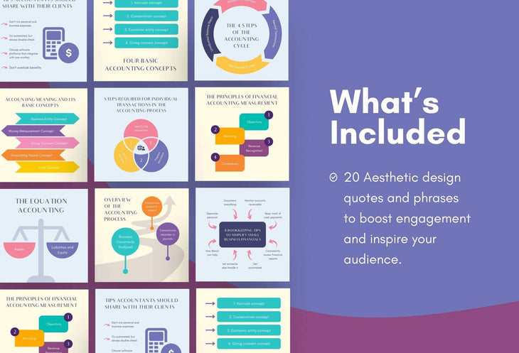 Ladystrategist 20 Accounting Tips and Infographics - Instagram Engagement Posts - Fully Editable Canva Templates instagram canva templates social media templates etsy free canva templates