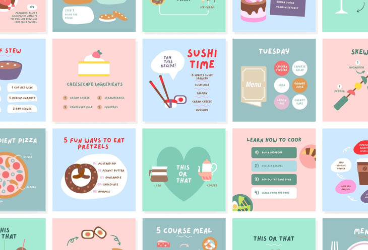 Ladystrategist 20 Cook Infographics Instagram Posts Fully Editable Canva Templates instagram canva templates social media templates etsy free canva templates