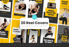 Ladystrategist 20 Power Yellow Instagram Reel Covers Gym Canva Templates instagram canva templates social media templates etsy free canva templates