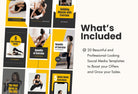 Ladystrategist 20 Power Yellow Instagram Reel Covers Gym Canva Templates instagram canva templates social media templates etsy free canva templates