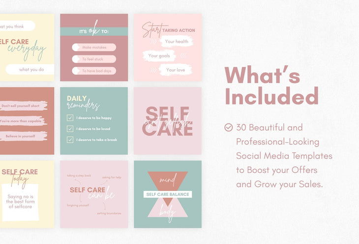Ladystrategist 20 Self Care Infographics Instagram Posts Fully Editable Canva Templates instagram canva templates social media templates etsy free canva templates