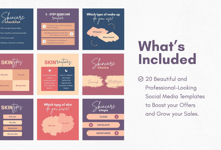 Ladystrategist 20 Skin Care Infographics Instagram Posts Fully Editable Canva Templates V2 instagram canva templates social media templates etsy free canva templates