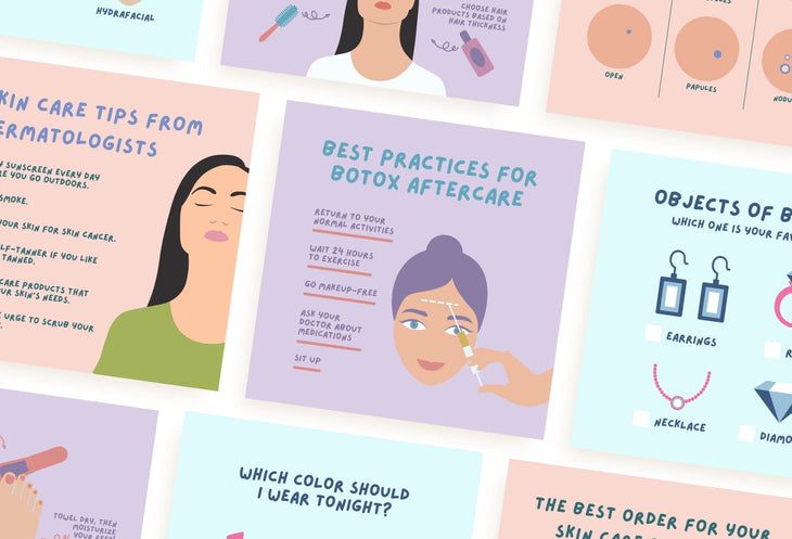 Ladystrategist 20 Skin Care Infographics Instagram Posts Fully Editable Canva Templates V3 instagram canva templates social media templates etsy free canva templates
