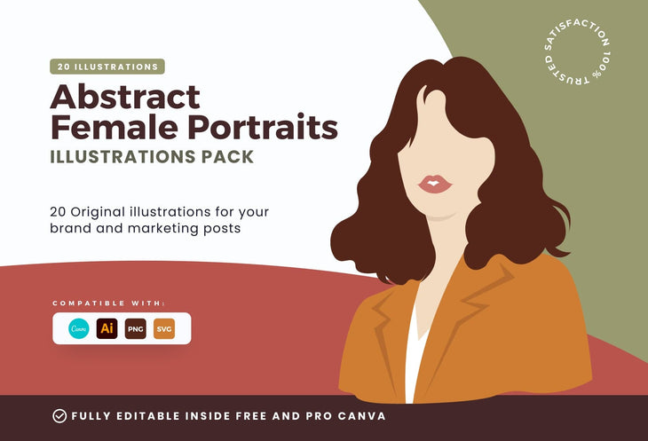 Ladystrategist 20 Unique Abstract Female Illustrations Fully Editable in Canva instagram canva templates social media templates etsy free canva templates