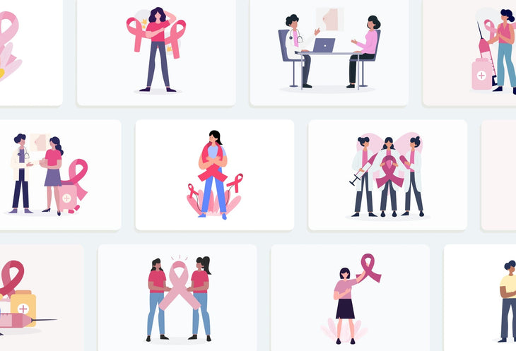 Ladystrategist 20 Unique Breast Cancer Awareness Illustrations Fully Editable in Canva instagram canva templates social media templates etsy free canva templates