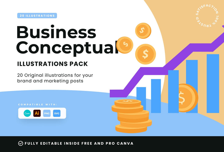 Ladystrategist 20 Unique Business Conceptual Illustrations Fully Editable in Canva instagram canva templates social media templates etsy free canva templates