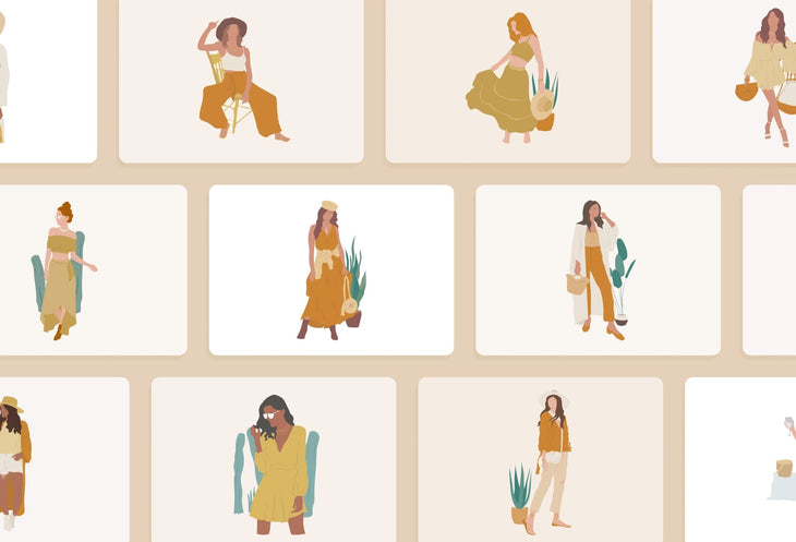 Ladystrategist 20 Unique Cute Bohemian Illustrations Fully Editable in Canva Pack 02 instagram canva templates social media templates etsy free canva templates