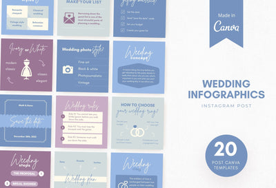 Ladystrategist 20 Wedding Infographics Instagram Posts Fully Editable Canva Templates instagram canva templates social media templates etsy free canva templates