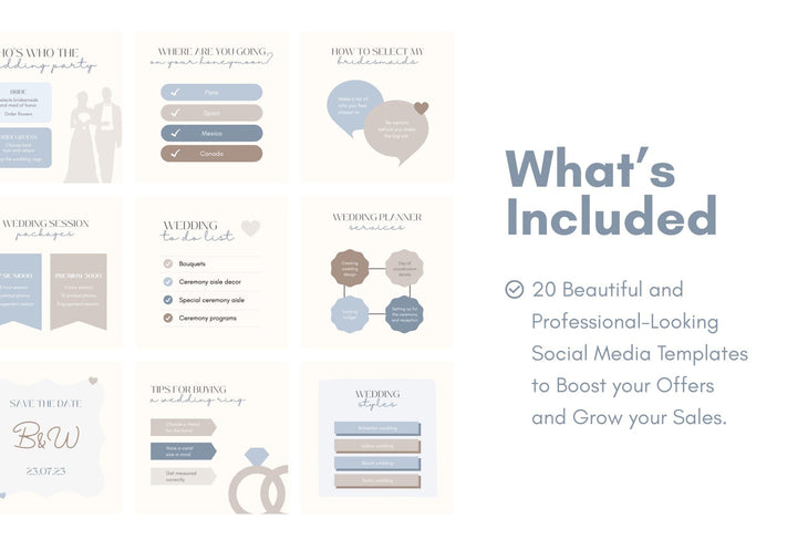 Ladystrategist 20 Wedding Infographics Instagram Posts Fully Editable Canva Templates V2 instagram canva templates social media templates etsy free canva templates