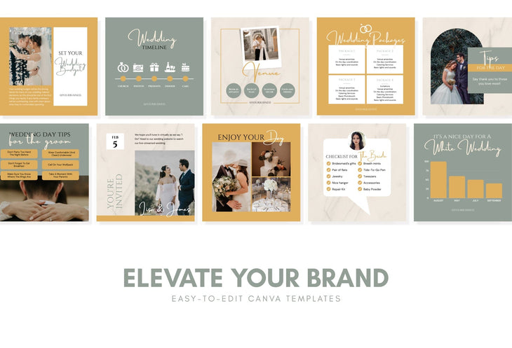Ladystrategist 20 Wedding Infographics Instagram Posts Fully Editable Canva Templates V3 instagram canva templates social media templates etsy free canva templates