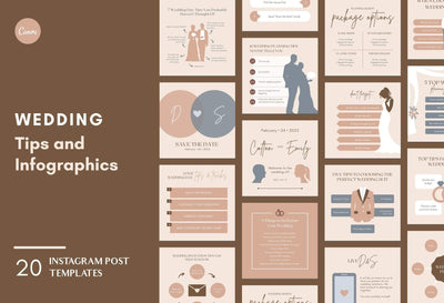 Ladystrategist 20 Wedding Tips and Infographics - Instagram Engagement Posts - Fully Editable Canva Templates instagram canva templates social media templates etsy free canva templates