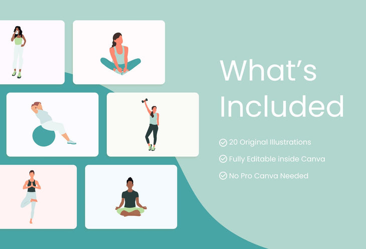 Ladystrategist 20 Wellness and Lifestyle Illustrations - Fully Editable in Canva instagram canva templates social media templates etsy free canva templates