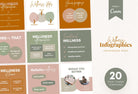 Ladystrategist 20 Wellness Infographics Instagram Posts Fully Editable Canva Templates instagram canva templates social media templates etsy free canva templates