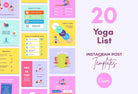 Ladystrategist 20 Yoga Lists Instagram Posts - Fully Editable Canva Templates instagram canva templates social media templates etsy free canva templates