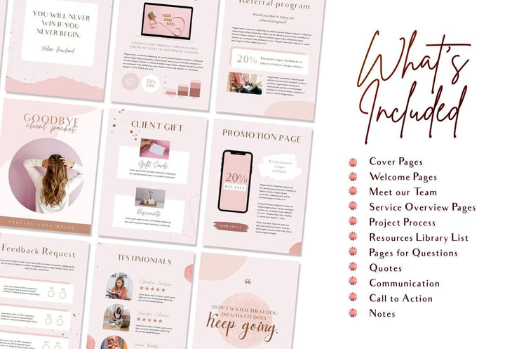 Ladystrategist 21 Page Client Goodbye Packet for Coaches - Rose Gold Canva Template instagram canva templates social media templates etsy free canva templates