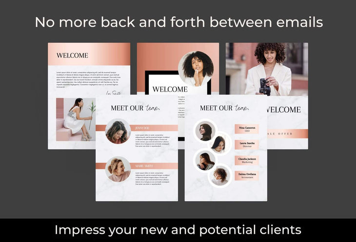 Ladystrategist 21 Page Client Welcome Packet for Coaches Editable Canva Template Black Rose Gold Collection instagram canva templates social media templates etsy free canva templates