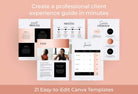 Ladystrategist 21 Page Client Welcome Packet for Coaches Editable Canva Template Black Rose Gold Collection instagram canva templates social media templates etsy free canva templates
