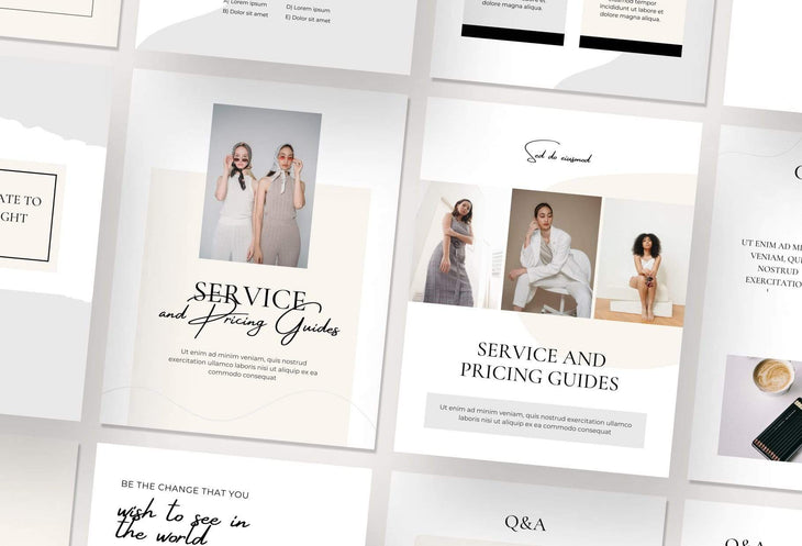 Ladystrategist 25 Page Service and Pricing Guide Editable Canva Template - Neutral Collection instagram canva templates social media templates etsy free canva templates