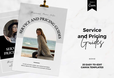 Ladystrategist 25 Page Service and Pricing Guide Editable Canva Template Soho Collection instagram canva templates social media templates etsy free canva templates
