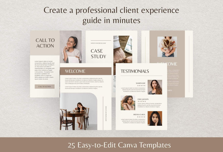 Ladystrategist 25 Page Service and Pricing Guides - Neutral instagram canva templates social media templates etsy free canva templates