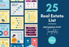 Ladystrategist 25 Real Estate Lists Instagram Posts - Fully Editable Canva Templates instagram canva templates social media templates etsy free canva templates