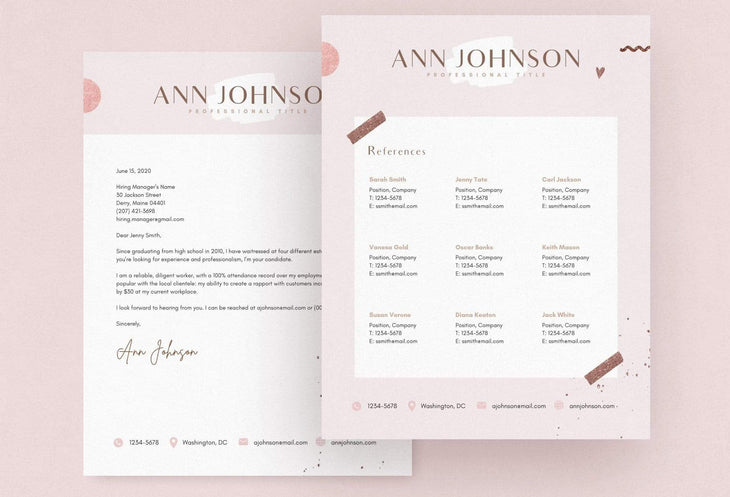 Ladystrategist 3 Page Resume + Cover Letter and References - Rose Gold instagram canva templates social media templates etsy free canva templates