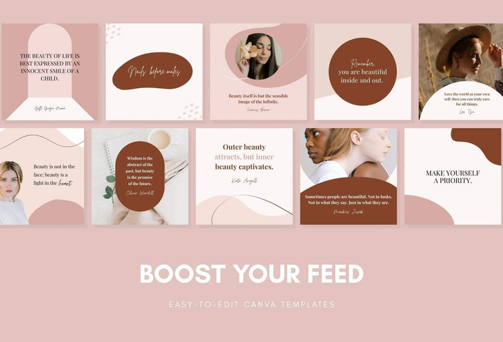 Ladystrategist 30 Beauty Quotes - Instagram Post Canva Templates instagram canva templates social media templates etsy free canva templates