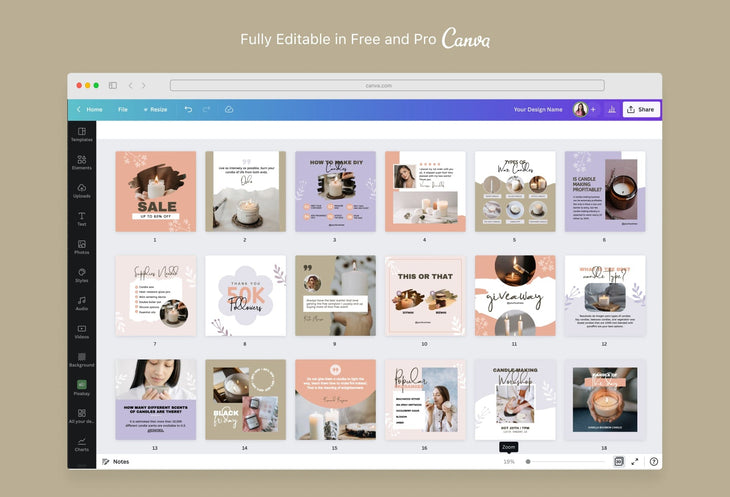Ladystrategist 30 Candle Makers Instagram Post Canva Templates V2 instagram canva templates social media templates etsy free canva templates