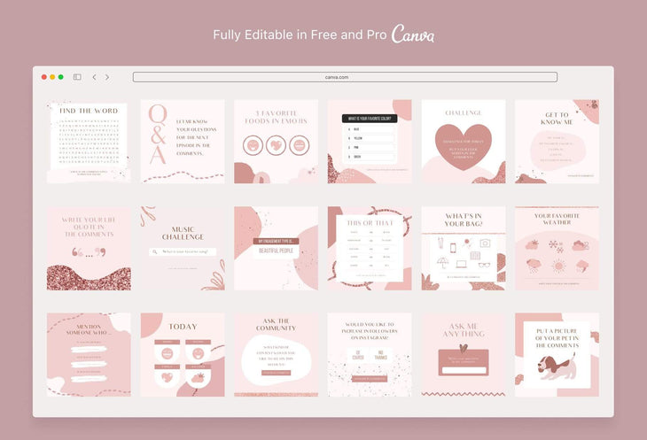 Ladystrategist 30 Games and Challenges Rose Gold Instagram Engagement Booster Post Canva Templates instagram canva templates social media templates etsy free canva templates