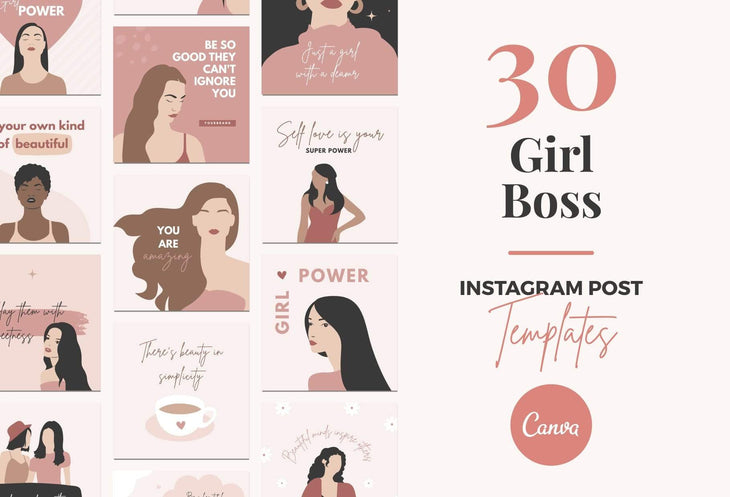 Ladystrategist 30 Girl Boss Instagram Engagement Posts Canva Templates instagram canva templates social media templates etsy free canva templates