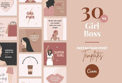 Ladystrategist 30 Girl Boss Instagram Engagement Posts Canva Templates Pack 02 instagram canva templates social media templates etsy free canva templates