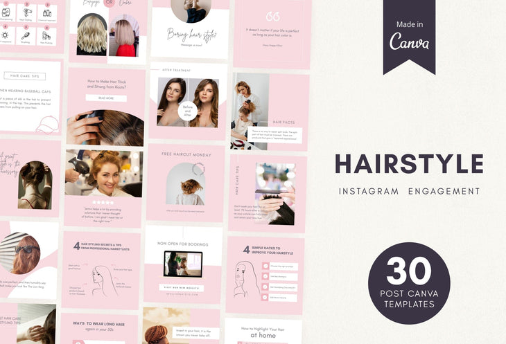 Ladystrategist 30 Hairstyle Instagram Post Canva Templates instagram canva templates social media templates etsy free canva templates