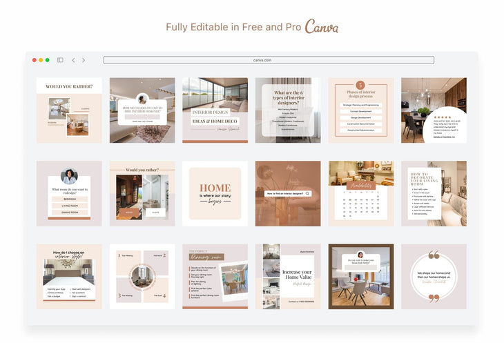 Ladystrategist 30 Interior Designer Instagram Post Canva Templates instagram canva templates social media templates etsy free canva templates