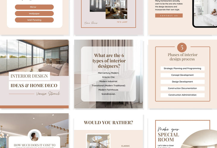 Ladystrategist 30 Interior Designer Instagram Post Canva Templates instagram canva templates social media templates etsy free canva templates