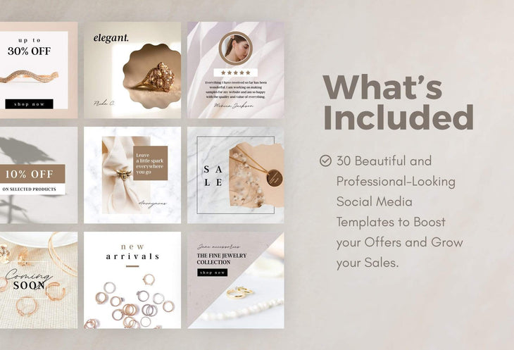 Ladystrategist 30 Jewelry Instagram Post Canva Templates V2 instagram canva templates social media templates etsy free canva templates