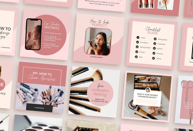 Ladystrategist 30 Makeup Instagram Post Canva Templates V2 instagram canva templates social media templates etsy free canva templates