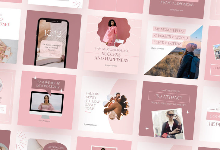 Ladystrategist 30 Money Affirmations Instagram Post Canva Templates instagram canva templates social media templates etsy free canva templates