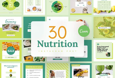 Ladystrategist 30 Nutrition Instagram Post Canva Templates instagram canva templates social media templates etsy free canva templates