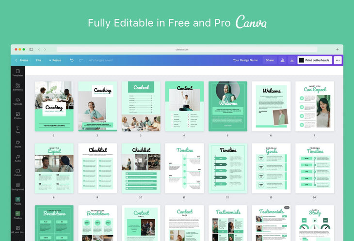 Ladystrategist 30-Page Coaching Program Package Canva Template Chartreuse Style instagram canva templates social media templates etsy free canva templates